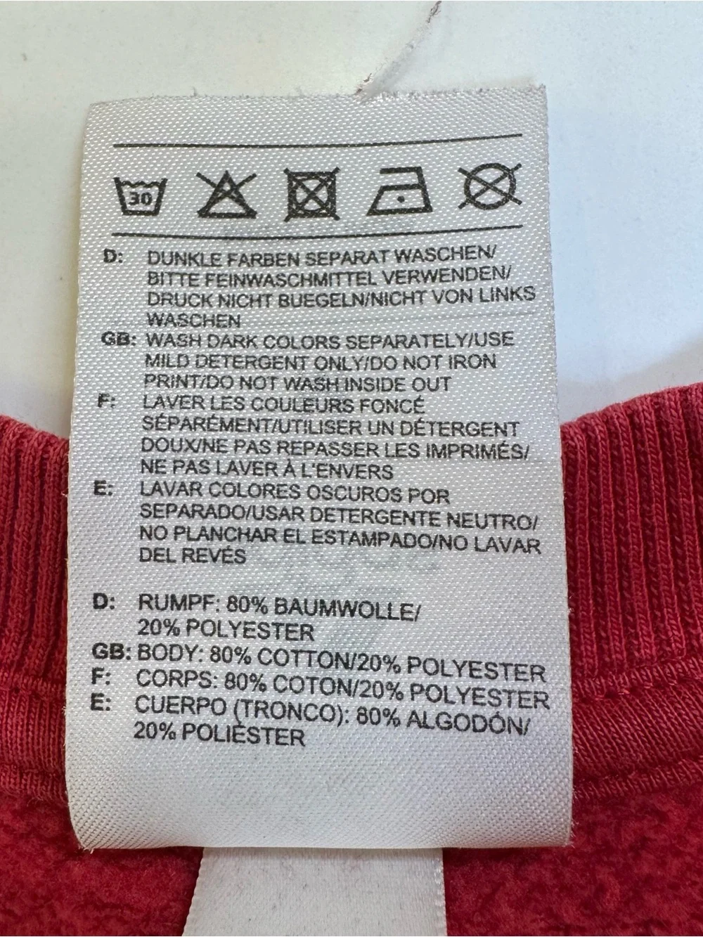 Adidas Red Varsity Graphic Fleece Sweatshirt Boys M Womens XS Pockets
